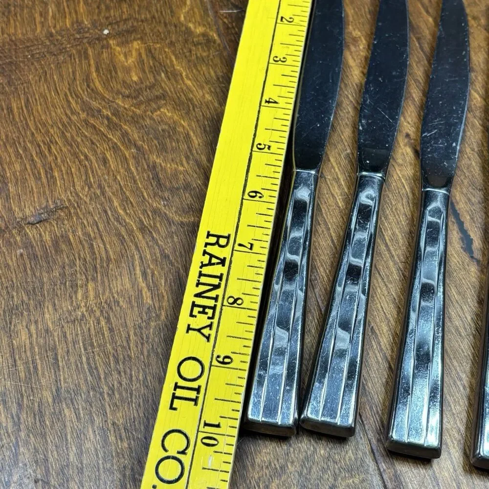 Oneida Camden Stainless Flatware 6 Knives USA Glossy Knife Solid 9‎ 7/8